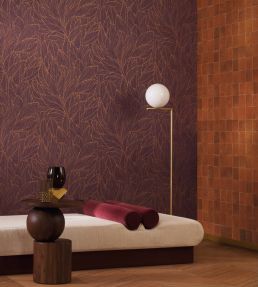 Hosta Wallpaper by Casamance Pourpre/Cuivre