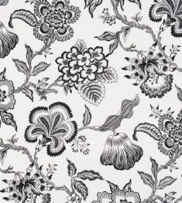 Hothouse Flowers Silhouette Fabric by Schumacher Black & White