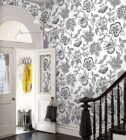 Hothouse Flowers Silhouette Wallpaper by Schumacher Black And White