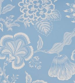 Hothouse Flowers Silhouette Wallpaper by Schumacher Bliss Blue