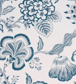 Hothouse Flowers Silhouette Wallpaper by Schumacher Peacock On White