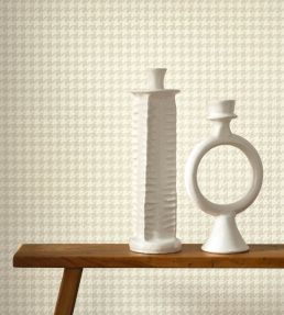 Houndstooth Wallpaper by Casadeco Beige lin