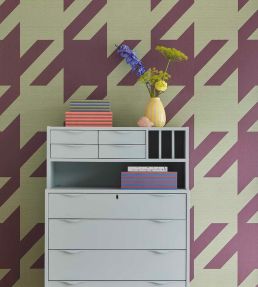 Houndstooth Mural by Eijffinger Burgundy Pistache
