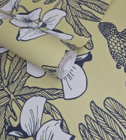Hummingbird Wallpaper by 1838 Wallcoverings Mustard