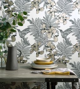 Hummingbird Wallpaper by 1838 Wallcoverings Jet
