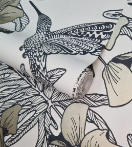 Hummingbird Wallpaper by 1838 Wallcoverings Jet