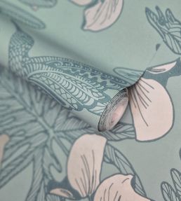 Hummingbird Wallpaper by 1838 Wallcoverings Seafoam