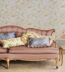 Hummingbirds Silk Fabric by Cole & Son Blush