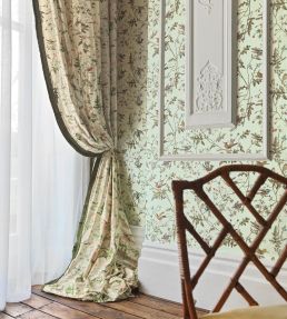 Hummingbirds Wallpaper by Cole & Son Multi, Old Olive on Duck Egg