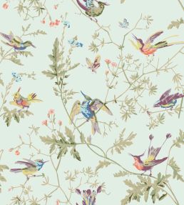 Hummingbirds Cotton Fabric by Cole & Son Duck Egg