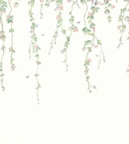 Hummingbirds Flora Mural by Cole & Son Blush, Sage, & Mulberry on Cream