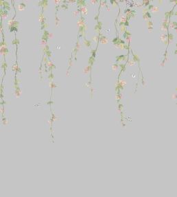 Hummingbirds Flora Mural by Cole & Son Rose & Olive on Grey