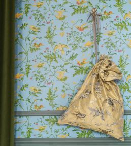 Hummingbirds Silk Fabric by Cole & Son Blush