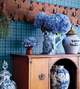 Huntley Plaid Wallpaper by Thibaut Blue