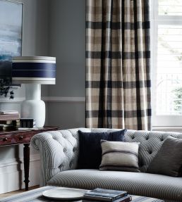 Oban Check Fabric by Ian Mankin Dark Navy