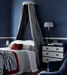 Ticking 2 Fabric by Ian Mankin Dark Navy