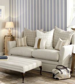Oxford Stripe Fabric by Ian Mankin Flax