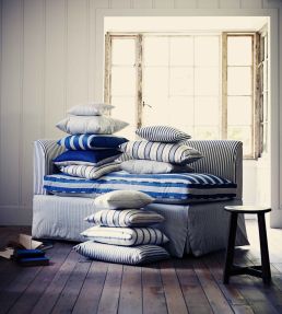 Oxford Stripe Fabric by Ian Mankin Sage