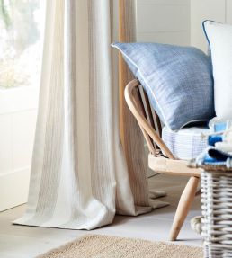 Lulworth Stripe Fabric by Ian Mankin Oatmeal