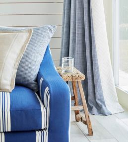 Lytham Stripe Fabric by Ian Mankin Cobalt