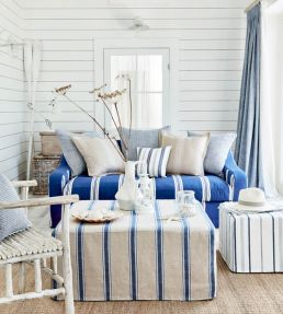 Moffat Stripe Fabric by Ian Mankin Cobalt