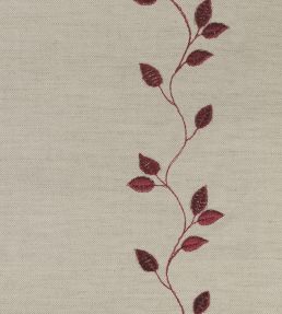 Embroidered Union Leaf Fabric by Ian Mankin Claret