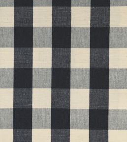 Suffolk Check Large Fabric by Ian Mankin Black