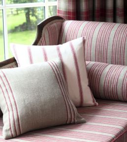 Angus Stripe Fabric by Ian Mankin Red