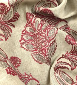 Pasha Embroidery Fabric by Ian Sanderson Rajah Red