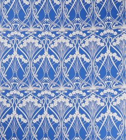 Ianthe Bloom Stencil in Chiltern Linen Fabric by Liberty Lapis