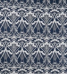 Ianthe Bloom Stencil in Chiltern Linen Fabric by Liberty Pewter