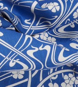 Ianthe Bloom Stencil in Chiltern Linen Fabric by Liberty Lapis