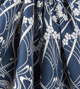 Ianthe Bloom Stencil in Chiltern Linen Fabric by Liberty Pewter
