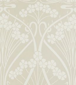 Ianthe Mono Wallpaper by Liberty Pewter White