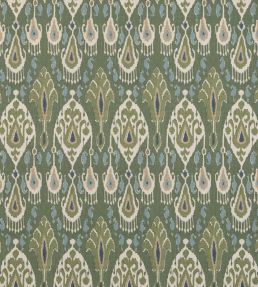 Ikat Bokhara Linen Fabric by GP & J Baker Emerald