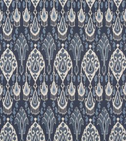 Ikat Bokhara Linen Fabric by GP & J Baker Indigo