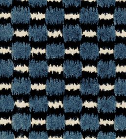 Ikat Checks Fabric by JORO J6-Navy/Denim
