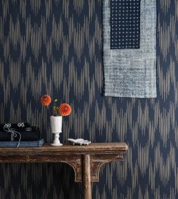 Ikat Wallpaper by Langelid Von Bromssen Midnight Blue