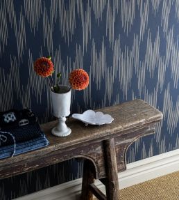 Ikat Wallpaper by Langelid Von Bromssen Midnight Blue