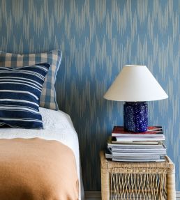 Ikat Wallpaper by Langelid Von Bromssen Smokey Blue