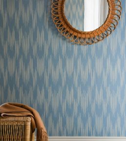 Ikat Wallpaper by Langelid Von Bromssen Smokey Blue
