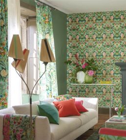 Ikebana Damask Fabric by Designers Guild Aqua