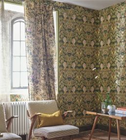 Ikebana Damask Fabric by Designers Guild Coral