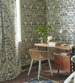 Ikebana Damask Fabric by Designers Guild Eau De Nil