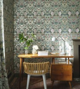 Ikebana Damask Wallpaper by Designers Guild Eau De Nil