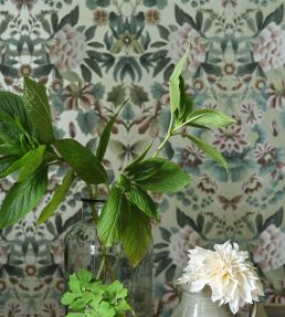 Ikebana Damask Wallpaper by Designers Guild Eau De Nil