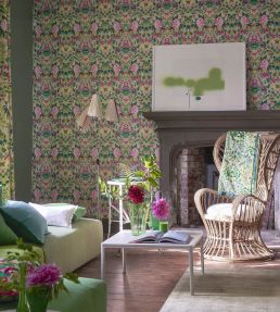 Ikebana Damask Wallpaper by Designers Guild Fuchsia