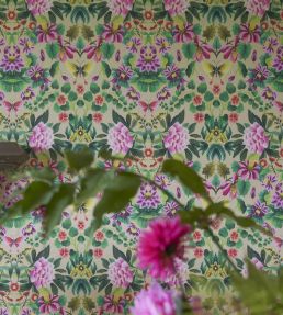 Ikebana Damask Wallpaper by Designers Guild Fuchsia