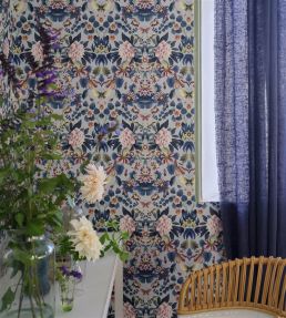 Ikebana Damask Wallpaper by Designers Guild Slate Blue