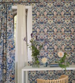 Ikebana Damask Wallpaper by Designers Guild Slate Blue